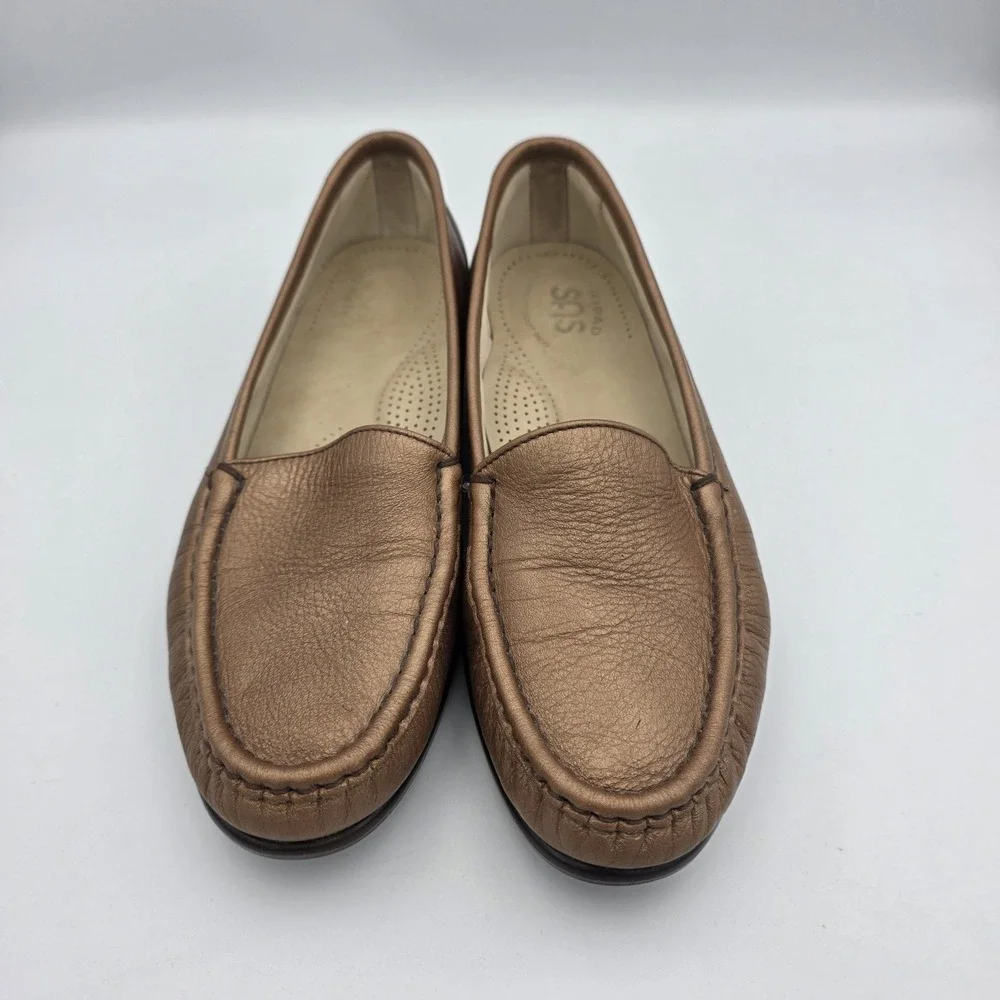 SAS Tripad Comfort Womens SlipOn‎ Loafers Bronze Leather Soft Step Size 8 NARROW